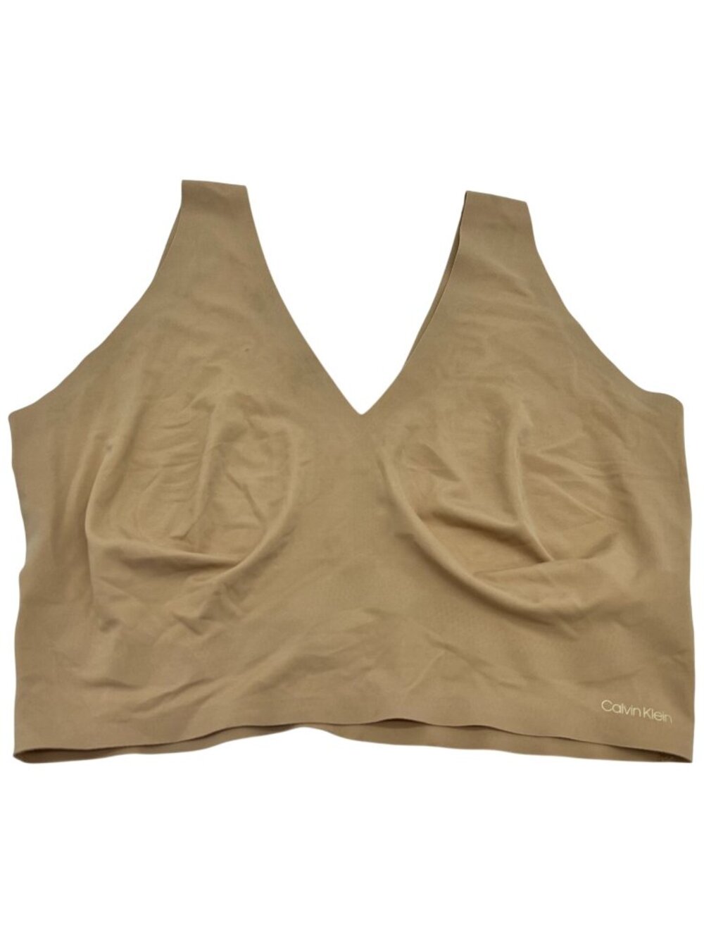 Calvin Klein Women's Invisibles Lightly Lined V-Neck Bralette Bra Size XL Tan